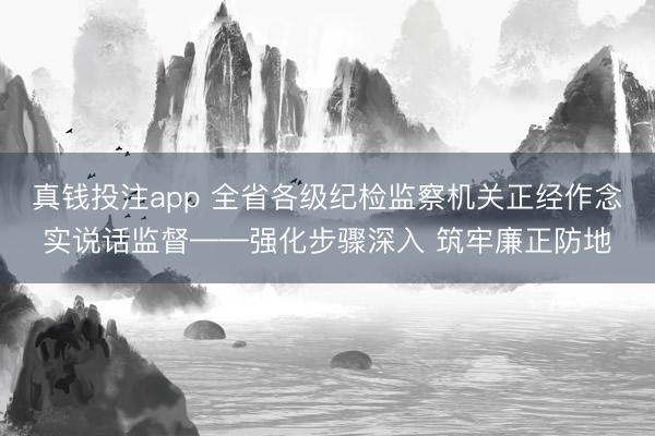 真钱投注app 全省各级纪检监察机关正经作念实说话监督——强化步骤深入 筑牢廉正防地
