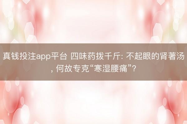 真钱投注app平台 四味药拨千斤: 不起眼的肾著汤， 何故专克“寒湿腰痛”?