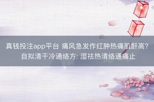 真钱投注app平台 痛风急发作红肿热痛肌酐高? 自拟清干冷通络方: 湿祛热清络通痛止
