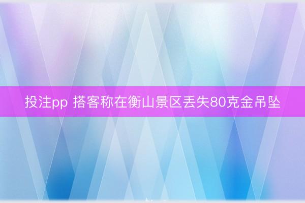 投注pp 搭客称在衡山景区丢失80克金吊坠