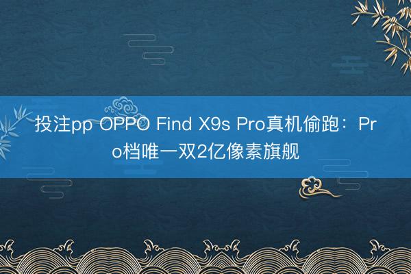 投注pp OPPO Find X9s Pro真机偷跑:Pro档唯一双2亿像素旗舰