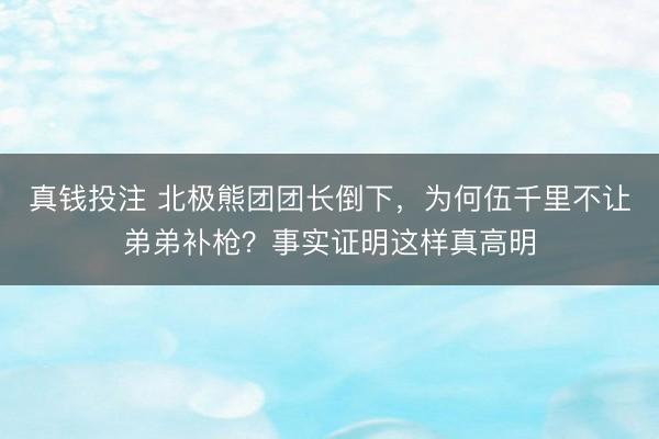 真钱投注 北极熊团团长倒下，为何伍千里不让弟弟补枪？事实证明这样真高明
