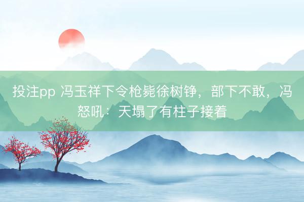 投注pp 冯玉祥下令枪毙徐树铮，部下不敢，冯怒吼：天塌了有柱子接着