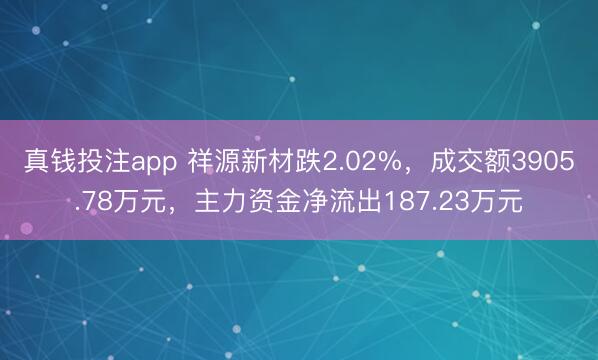 真钱投注app 祥源新材跌2.02%,成交额3905.78万元,主力资金净流出187.23万元