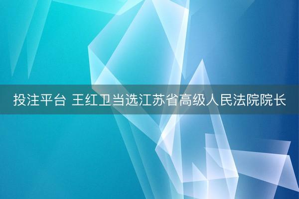 投注平台 王红卫当选江苏省高级人民法院院长