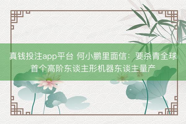 真钱投注app平台 何小鹏里面信：要杀青全球首个高阶东谈主形机器东谈主量产