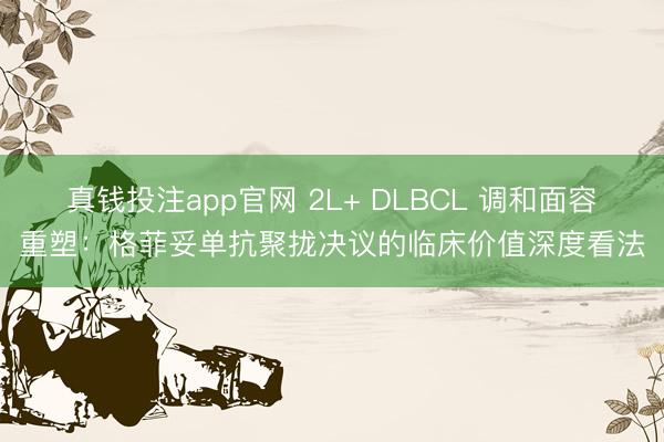 真钱投注app官网 2L+ DLBCL 调和面容重塑:格菲妥单抗聚拢决议的临床价值深度看法