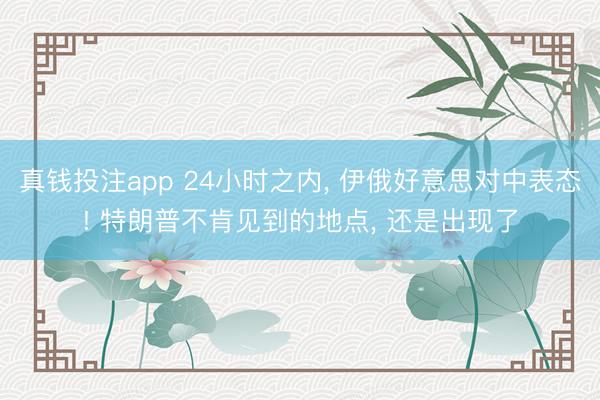 真钱投注app 24小时之内， 伊俄好意思对中表态! 特朗普不肯见到的地点， 还是出现了