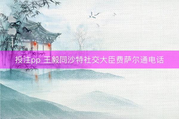投注pp 王毅同沙特社交大臣费萨尔通电话