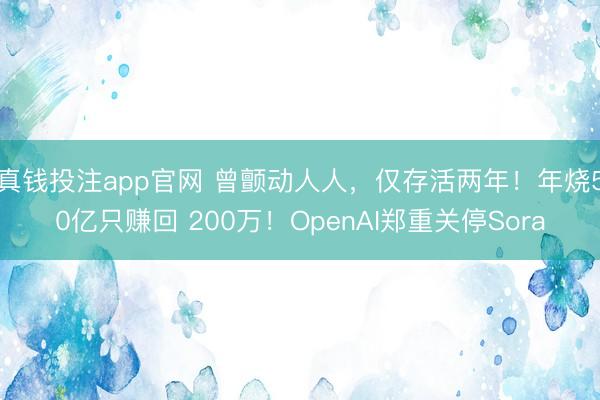 真钱投注app官网 曾颤动人人，仅存活两年！年烧50亿只赚回 200万！OpenAI郑重关停Sora