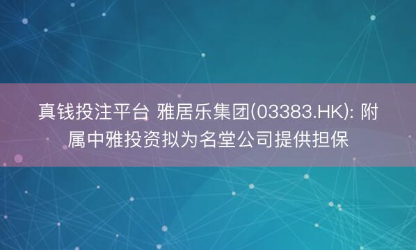真钱投注平台 雅居乐集团(03383.HK): 附属中雅投资拟为名堂公司提供担保
