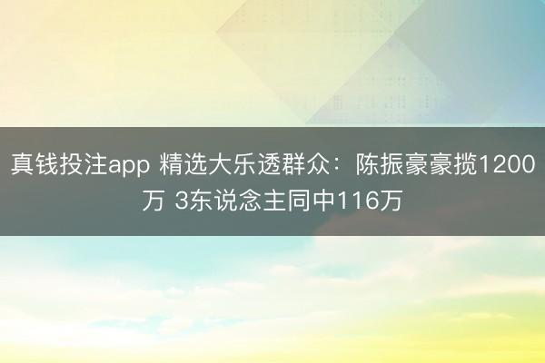 真钱投注app 精选大乐透群众：陈振豪豪揽1200万 3东说念主同中116万