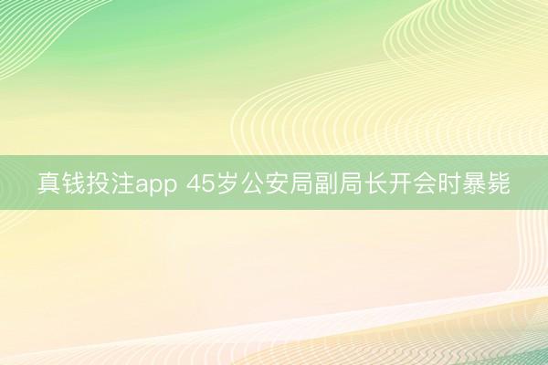 真钱投注app 45岁公安局副局长开会时暴毙