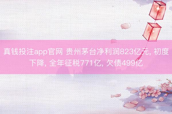 真钱投注app官网 贵州茅台净利润823亿元， 初度下降， 全年征税771亿， 欠债499亿