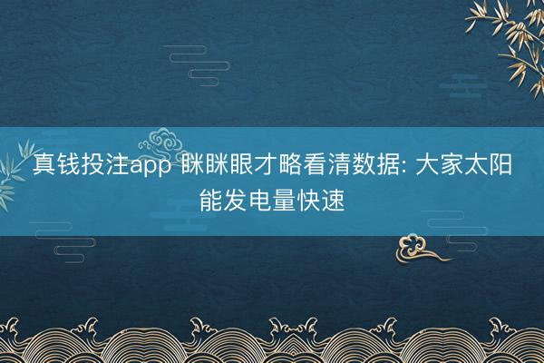 真钱投注app 眯眯眼才略看清数据: 大家太阳能发电量快速
