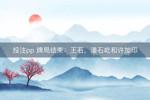 投注pp 牌局结束：王石，潘石屹和许加印