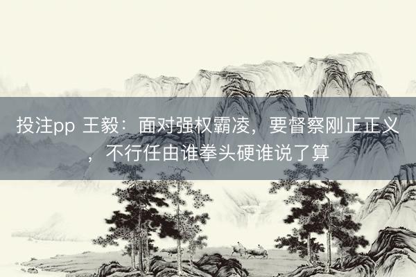 投注pp 王毅：面对强权霸凌，要督察刚正正义，不行任由谁拳头硬谁说了算