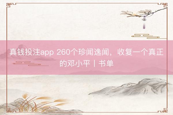 真钱投注app 260个珍闻逸闻，收复一个真正的邓小平丨书单