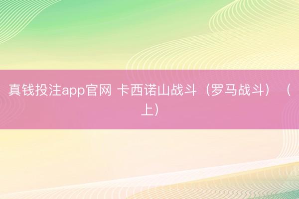 真钱投注app官网 卡西诺山战斗（罗马战斗）（上）