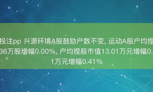 投注pp 兴源环境A股鼓励户数不变， 运动A股户均捏股5.36万股增幅0.00%， 户均捏股市值13.01万元增幅0.41%