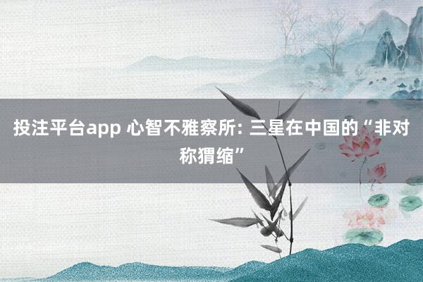 投注平台app 心智不雅察所: 三星在中国的“非对称猬缩”