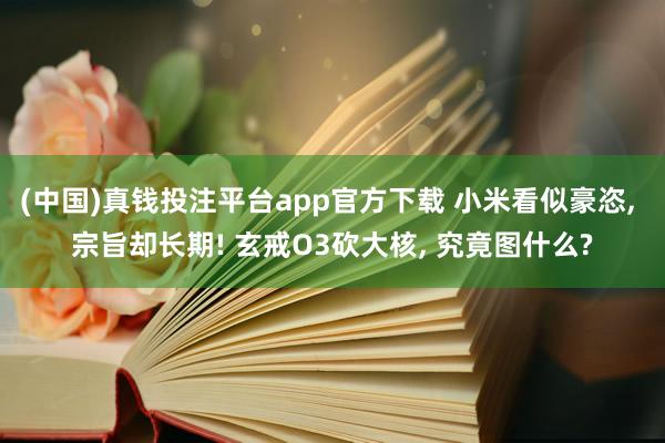(中国)真钱投注平台app官方下载 小米看似豪恣， 宗旨却长期! 玄戒O3砍大核， 究竟图什么?