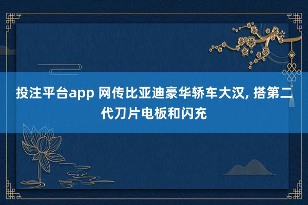 投注平台app 网传比亚迪豪华轿车大汉， 搭第二代刀片电板和闪充
