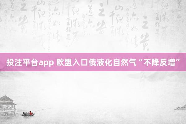 投注平台app 欧盟入口俄液化自然气“不降反增”