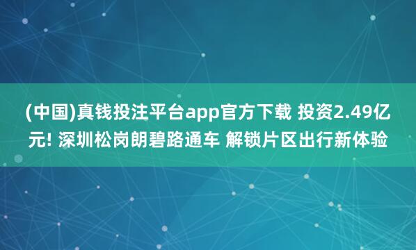 (中国)真钱投注平台app官方下载 投资2.49亿元! 深圳松岗朗碧路通车 解锁片区出行新体验