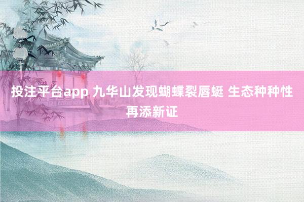 投注平台app 九华山发现蝴蝶裂唇蜓 生态种种性再添新证