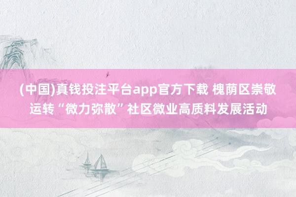 (中国)真钱投注平台app官方下载 槐荫区崇敬运转“微力弥散”社区微业高质料发展活动