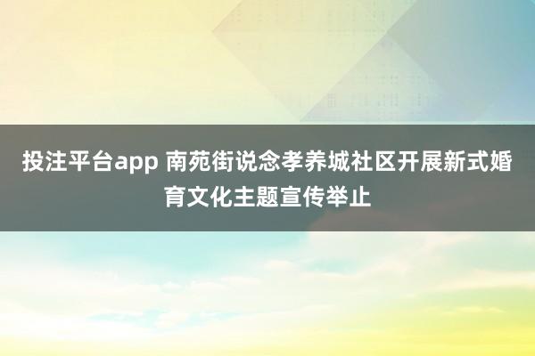 投注平台app 南苑街说念孝养城社区开展新式婚育文化主题宣传举止