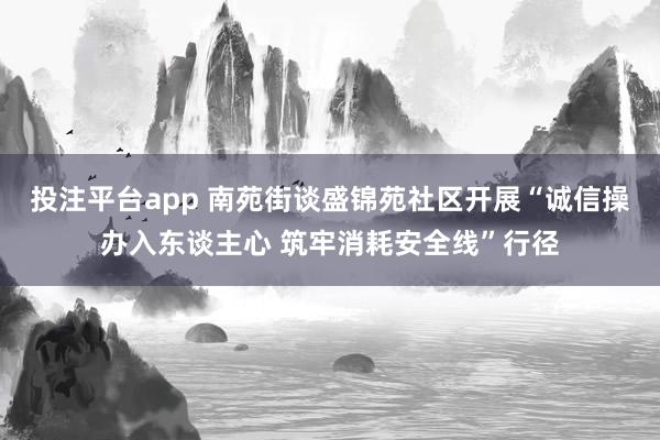 投注平台app 南苑街谈盛锦苑社区开展“诚信操办入东谈主心 筑牢消耗安全线”行径