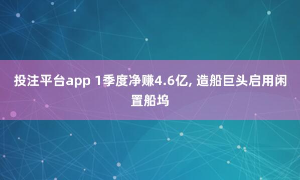 投注平台app 1季度净赚4.6亿， 造船巨头启用闲置船坞