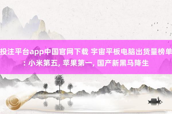 投注平台app中国官网下载 宇宙平板电脑出货量榜单: 小米第五， 苹果第一， 国产新黑马降生