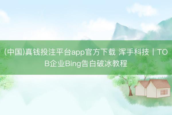 (中国)真钱投注平台app官方下载 浑手科技丨TOB企业Bing告白破冰教程
