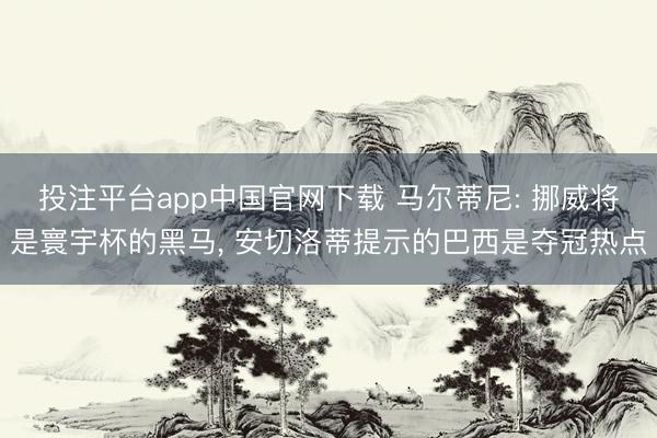 投注平台app中国官网下载 马尔蒂尼: 挪威将是寰宇杯的黑马， 安切洛蒂提示的巴西是夺冠热点
