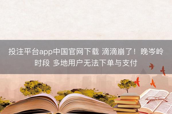 投注平台app中国官网下载 滴滴崩了！晚岑岭时段 多地用户无法下单与支付