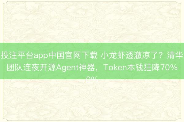 投注平台app中国官网下载 小龙虾透澈凉了？清华团队连夜开源Agent神器，Token本钱狂降70%