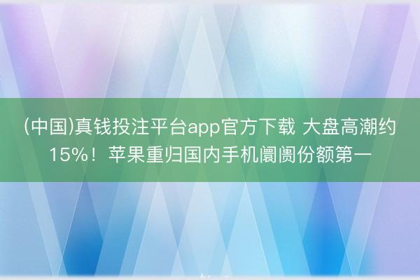 (中国)真钱投注平台app官方下载 大盘高潮约15%！苹果重归国内手机阛阓份额第一