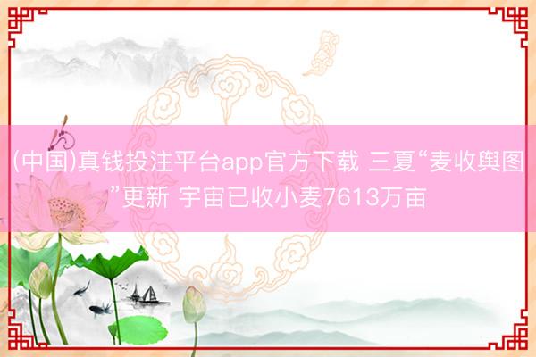 (中国)真钱投注平台app官方下载 三夏“麦收舆图”更新 宇宙已收小麦7613万亩