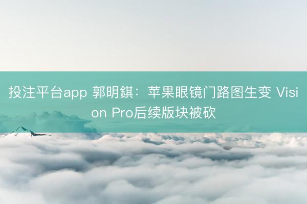 投注平台app 郭明錤：苹果眼镜门路图生变 Vision Pro后续版块被砍