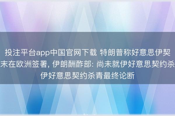 投注平台app中国官网下载 特朗普称好意思伊契约可能本周末在欧洲签署， 伊朗酬酢部: 尚未就伊好意思契约杀青最终论断