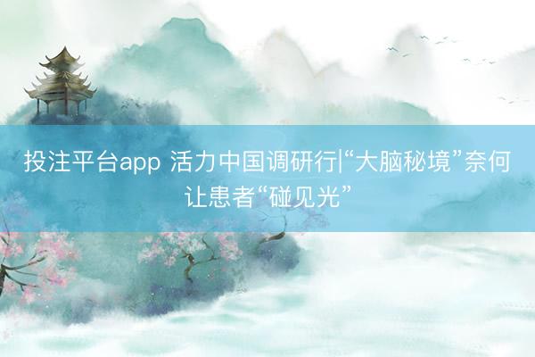 投注平台app 活力中国调研行|“大脑秘境”奈何让患者“碰见光”