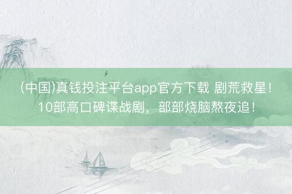 (中国)真钱投注平台app官方下载 剧荒救星！10部高口碑谍战剧，部部烧脑熬夜追！