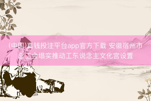 (中国)真钱投注平台app官方下载 安徽宿州市总工会塌实推动工东说念主文化宫设置