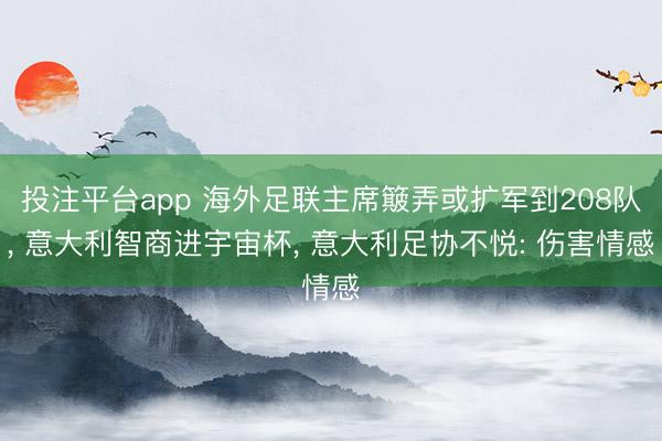 投注平台app 海外足联主席簸弄或扩军到208队， 意大利智商进宇宙杯， 意大利足协不悦: 伤害情感