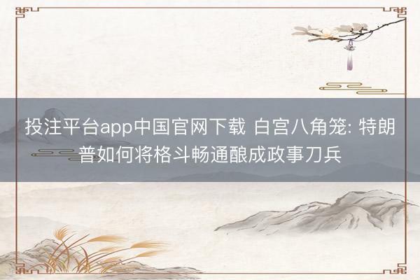 投注平台app中国官网下载 白宫八角笼: 特朗普如何将格斗畅通酿成政事刀兵