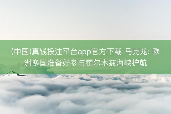 (中国)真钱投注平台app官方下载 马克龙: 欧洲多国准备好参与霍尔木兹海峡护航