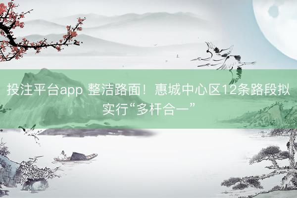投注平台app 整洁路面!惠城中心区12条路段拟实行“多杆合一”
